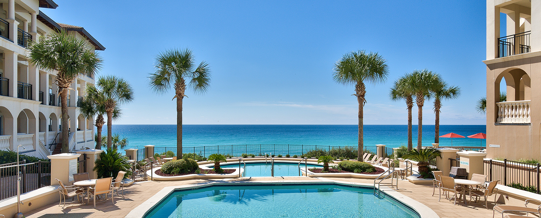 A tropic-esque view of the gulf from the outdoor pool at Bella Vita condominium on 30A